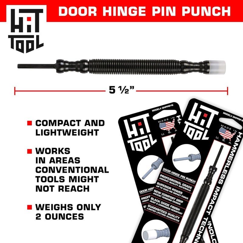 HIT Tool Door Hinge Pin Removal Tool - Spring Driven Door Hinge Pin Remover Punch and Nylon Faced Hammer - Image 5